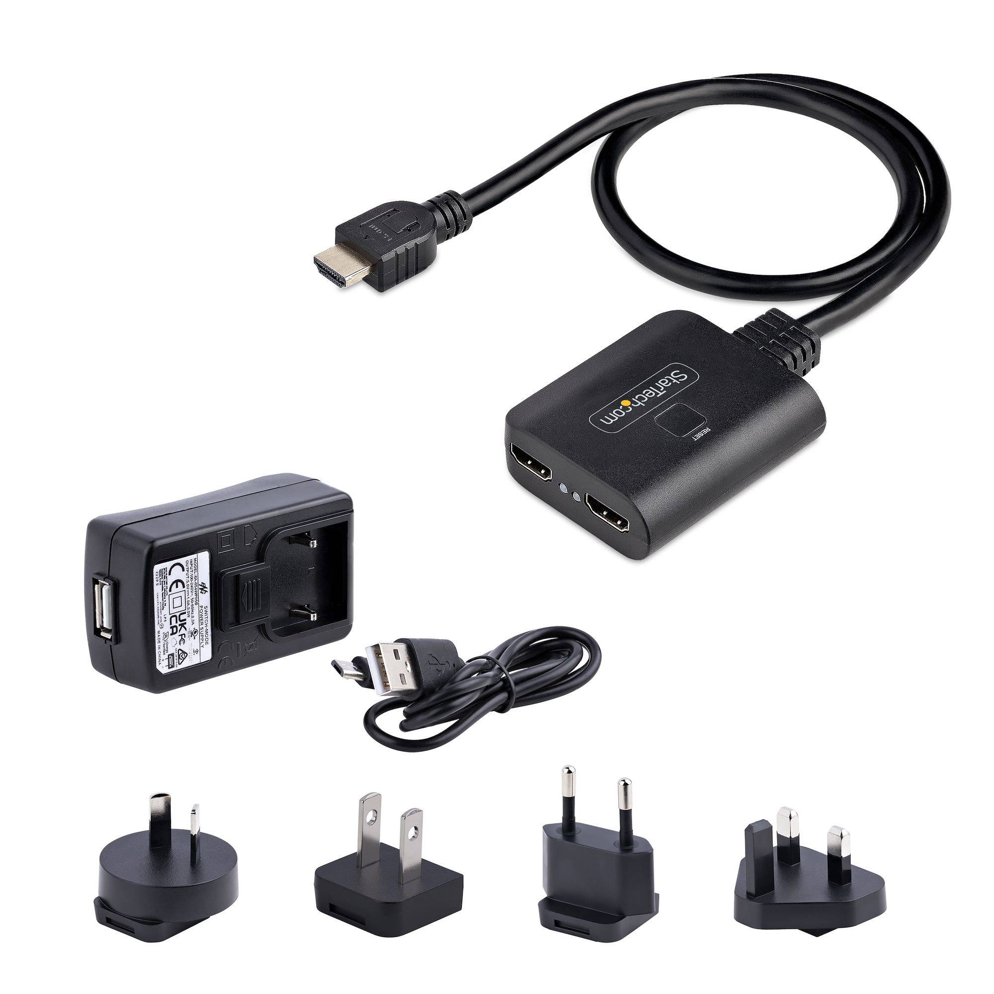 Rca Informatique - image du produit : 2-PORT HDMI SPLITTER 1 IN 2 OUT 4K HDMI 2.0 DISPLAY/OUTPUT SPLIT