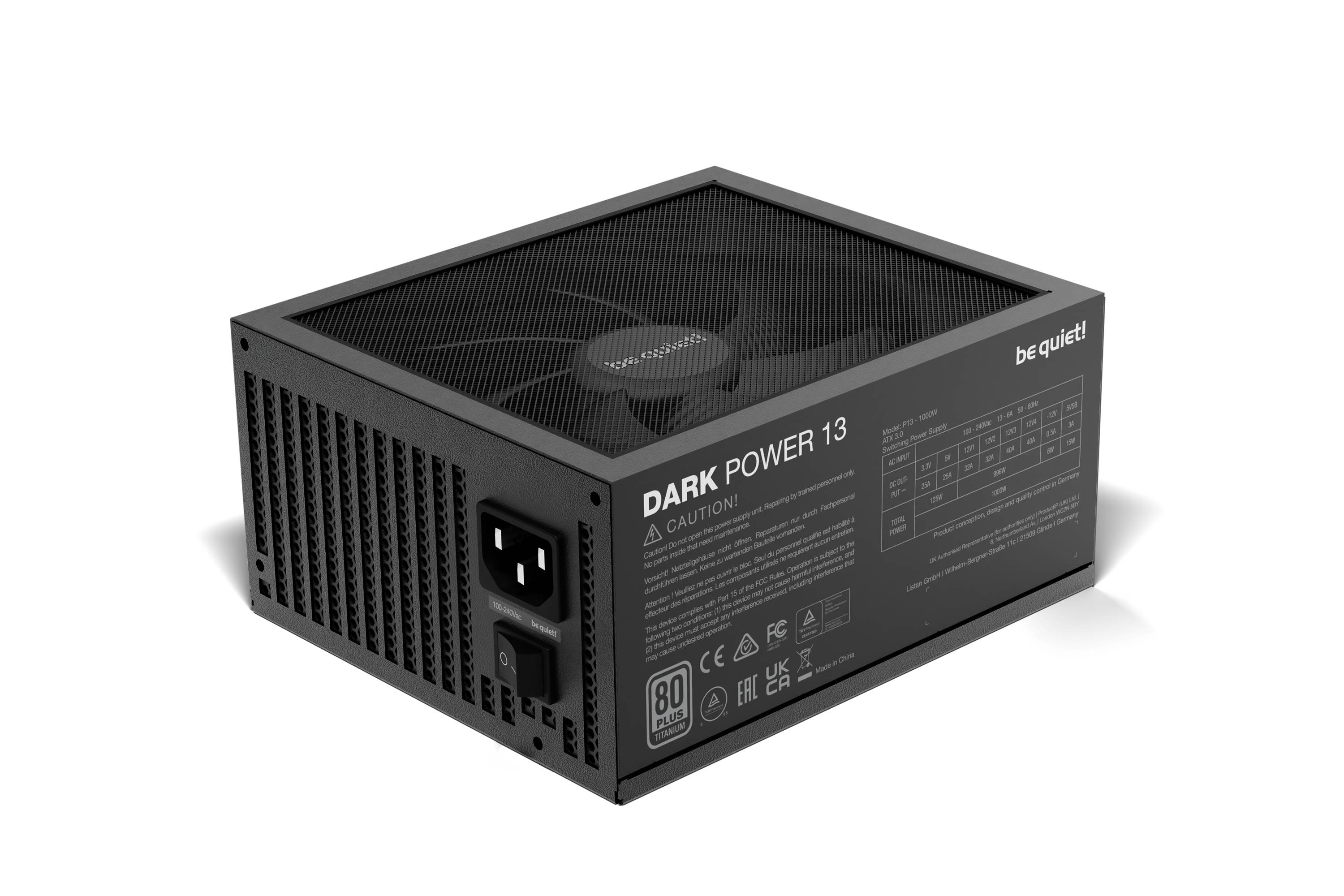 Rca Informatique - image du produit : DARK POWER 13 1000W 80 PLUS TITANIUM POWER SUPPLY