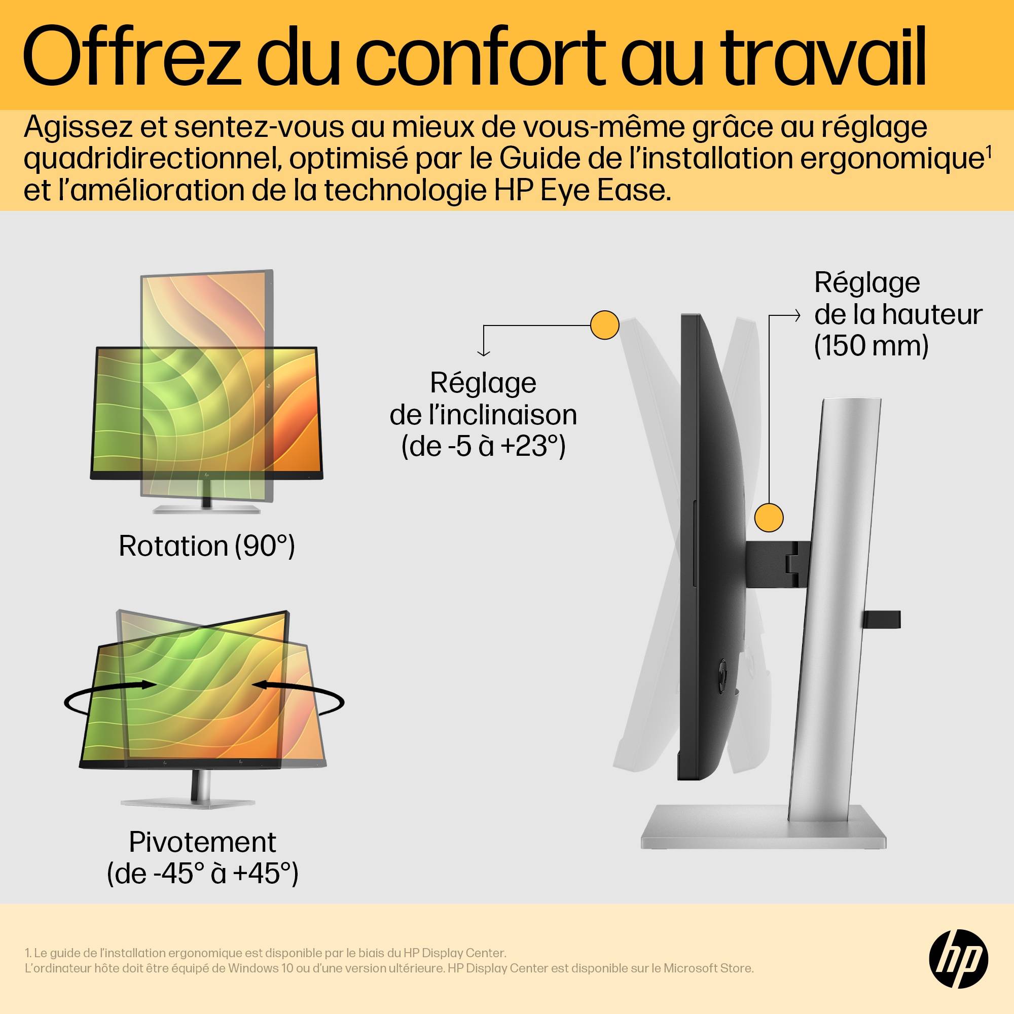 Rca Informatique - image du produit : HP MONITOR 23.8IN 1920 X 1080 E24U G5 USB-C