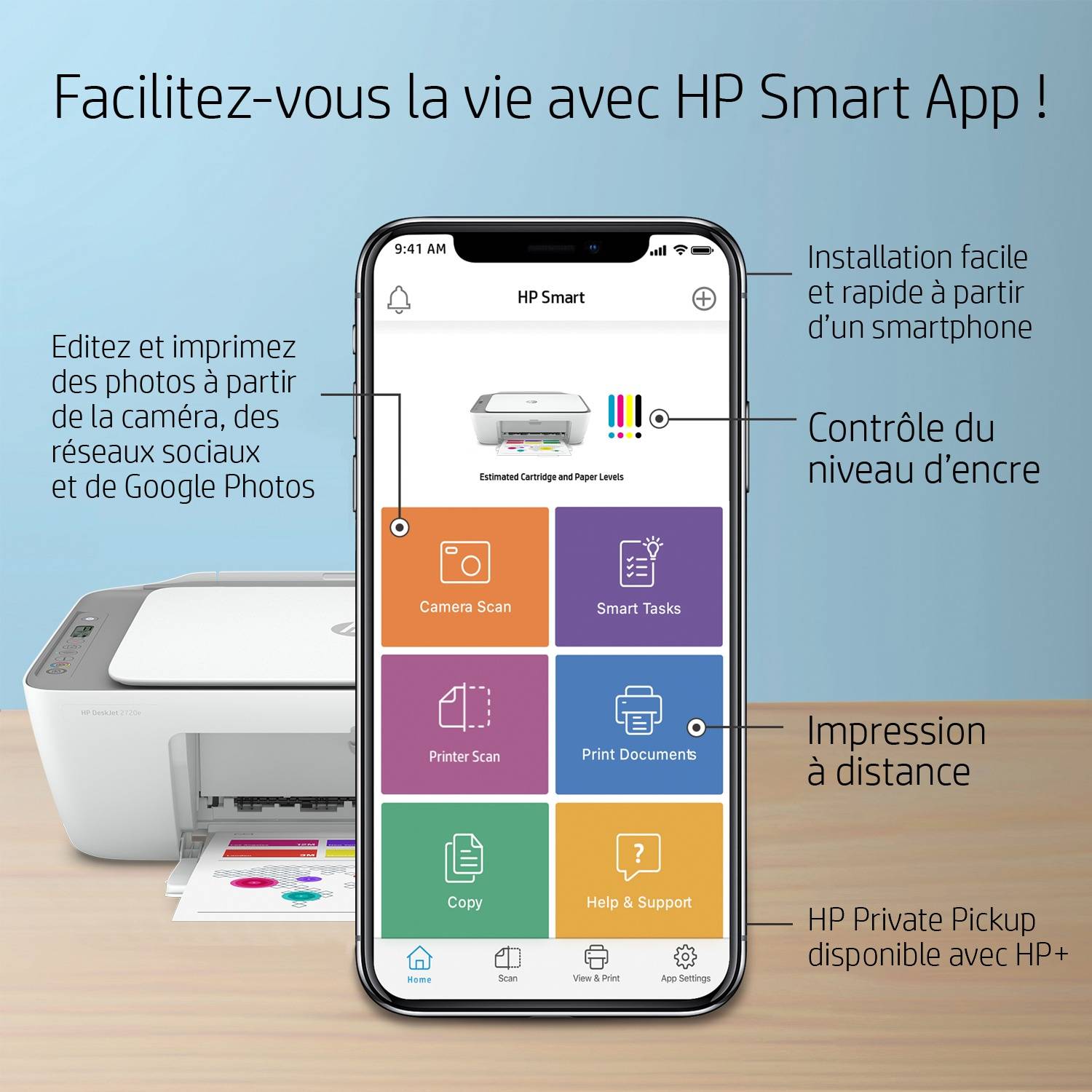 Rca Informatique - image du produit : DESKJET 2720E MFP HP+ WIRELESS PRINT SCAN COPY