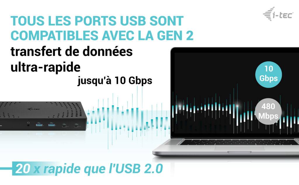 Rca Informatique - image du produit : I-TEC USB 3.0 3X 4K DOCK GEN 2 USB 3.0/ C/ TB 3/4 PD100W