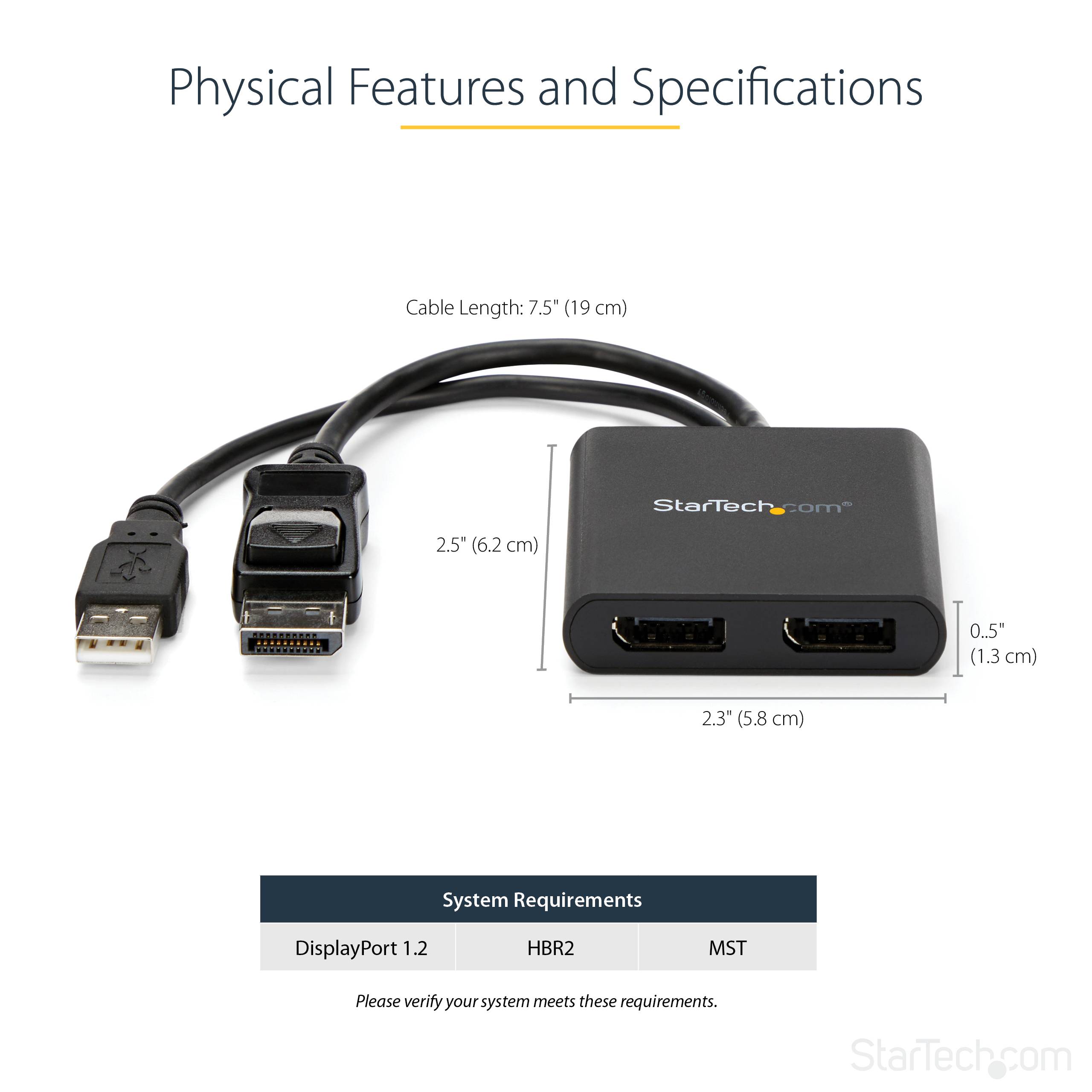 Rca Informatique - image du produit : HUB MST DISPLAYPORT 1.2 VERS 2X DISPLAYPORT