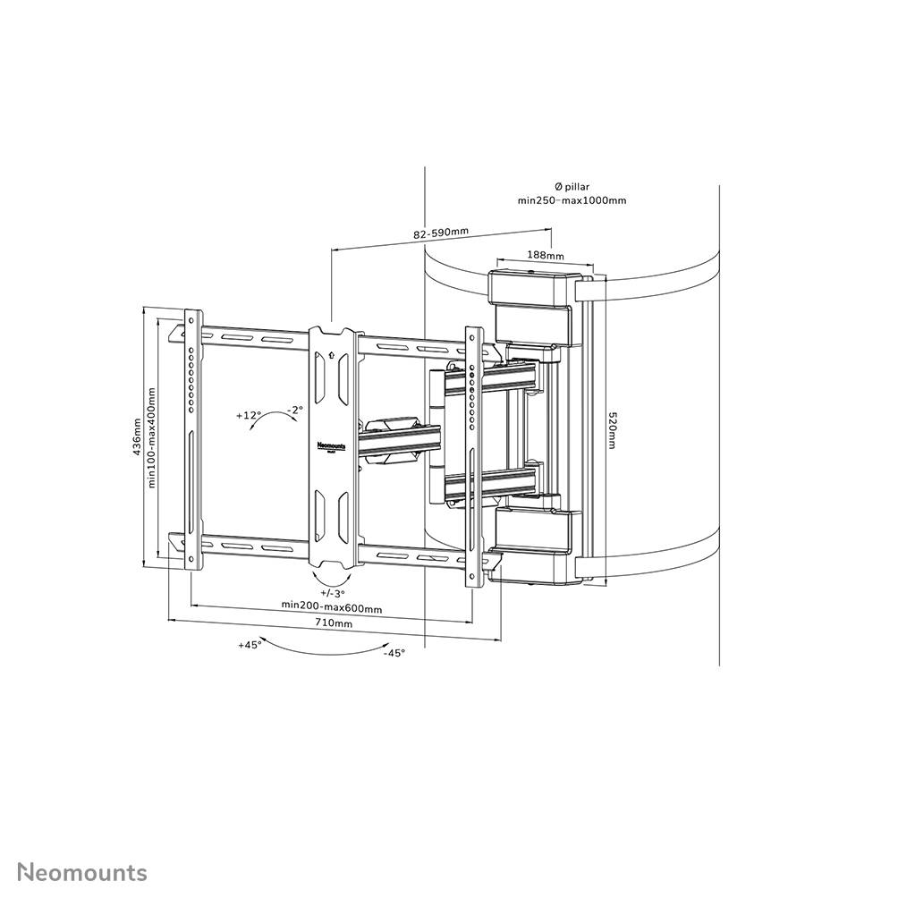 Rca Informatique - image du produit : NEOMOUNTS SELECT SCREEN PILLAR MOUNT (FULL MOTION VESA 600X400)