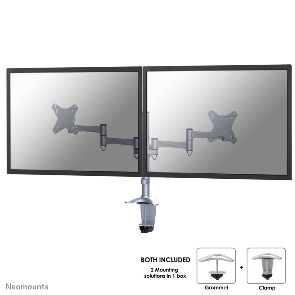 Rca Informatique - Image du produit : DESK MOUNT DUAL 10-27IN SILVER CLMP/GRM.MAX18KG.75X75TO100X100M