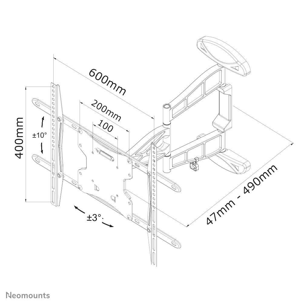 Rca Informatique - image du produit : WALL MOUNT 32-60IN TILT/SWIVEL MAX 30KG.VESA 100X100 TO 600X400