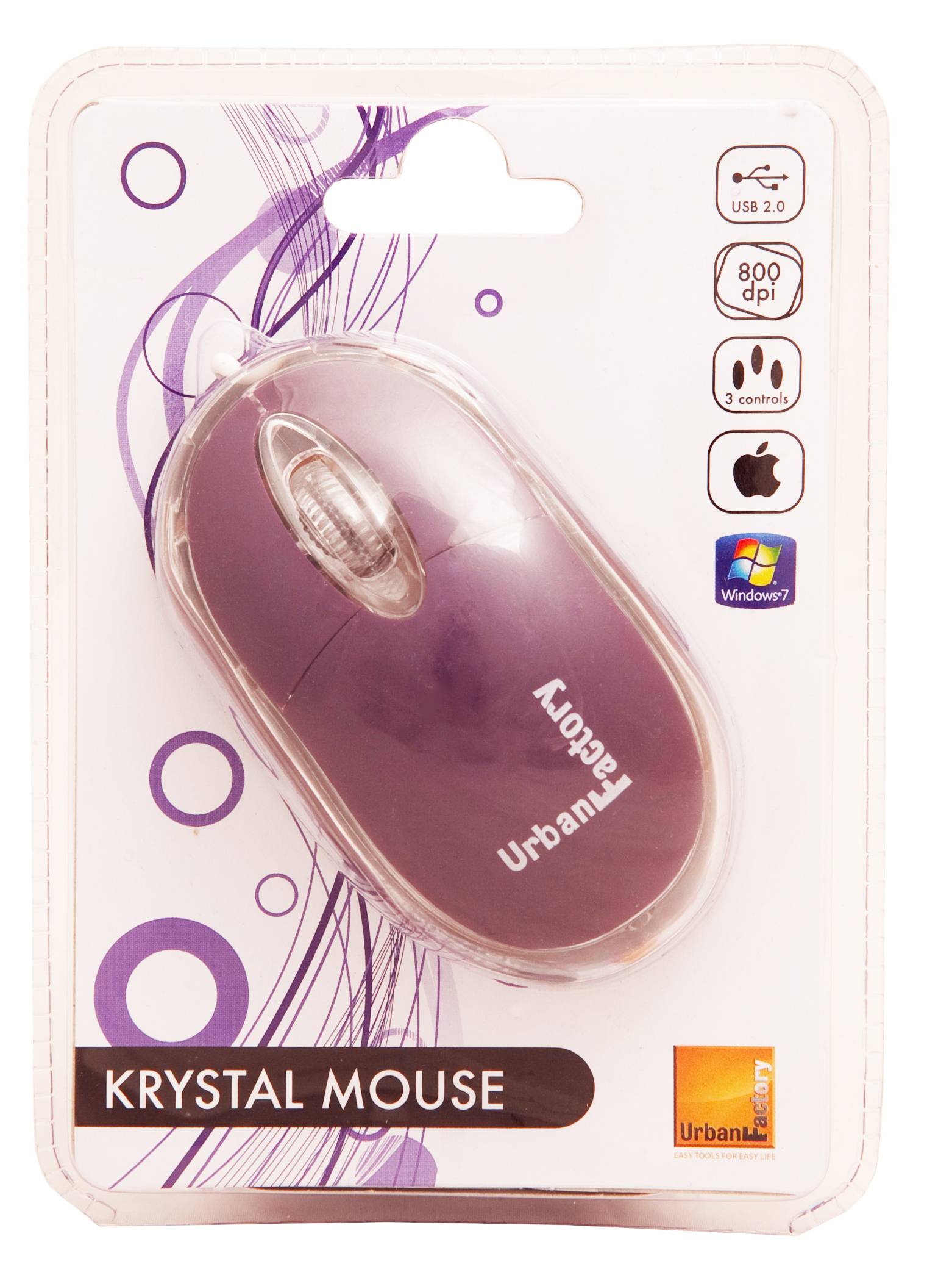 Rca Informatique - image du produit : CRISTAL MOUSE PURPLE MINI WIRED OPTICAL MOUSE