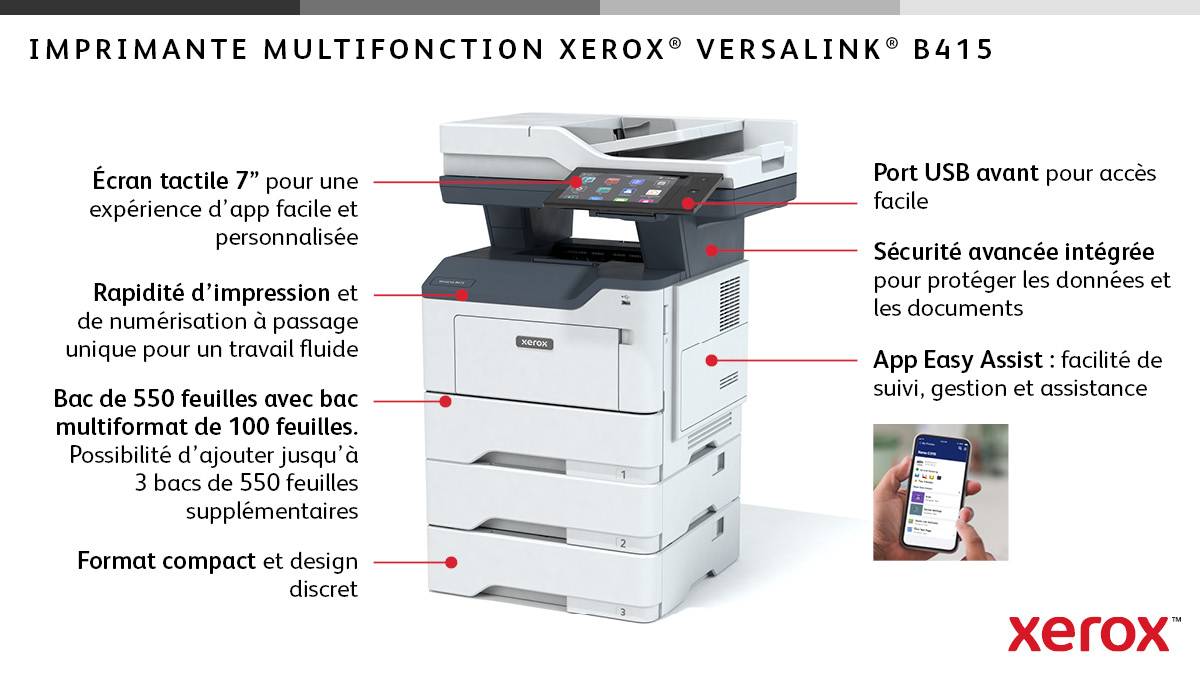 Rca Informatique - image du produit : VERSALINK B415 A4 47PPM DUPLEX COPY/PRINT/SCAN/FAX PS3 PCL5E/6