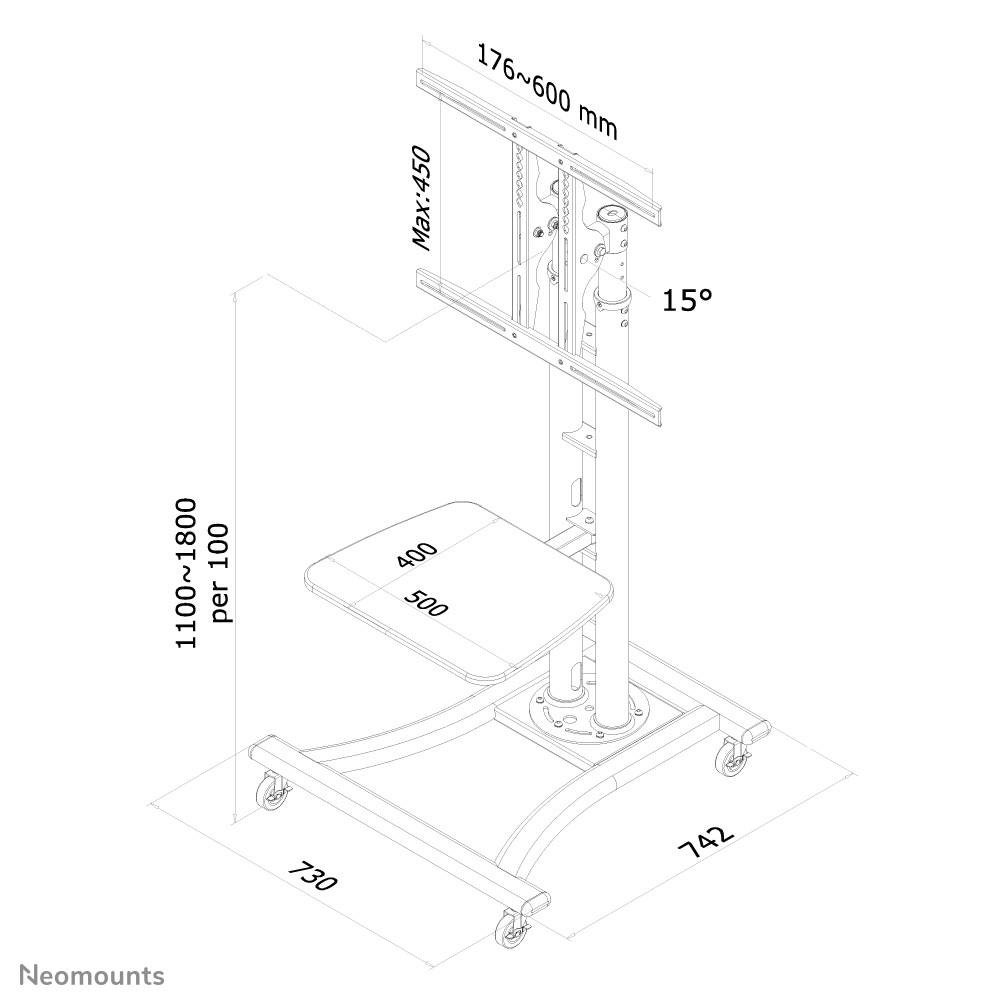 Rca Informatique - image du produit : PLASMA MOBILE STAND INCL. SHELF 1.8MTS HIGH EN