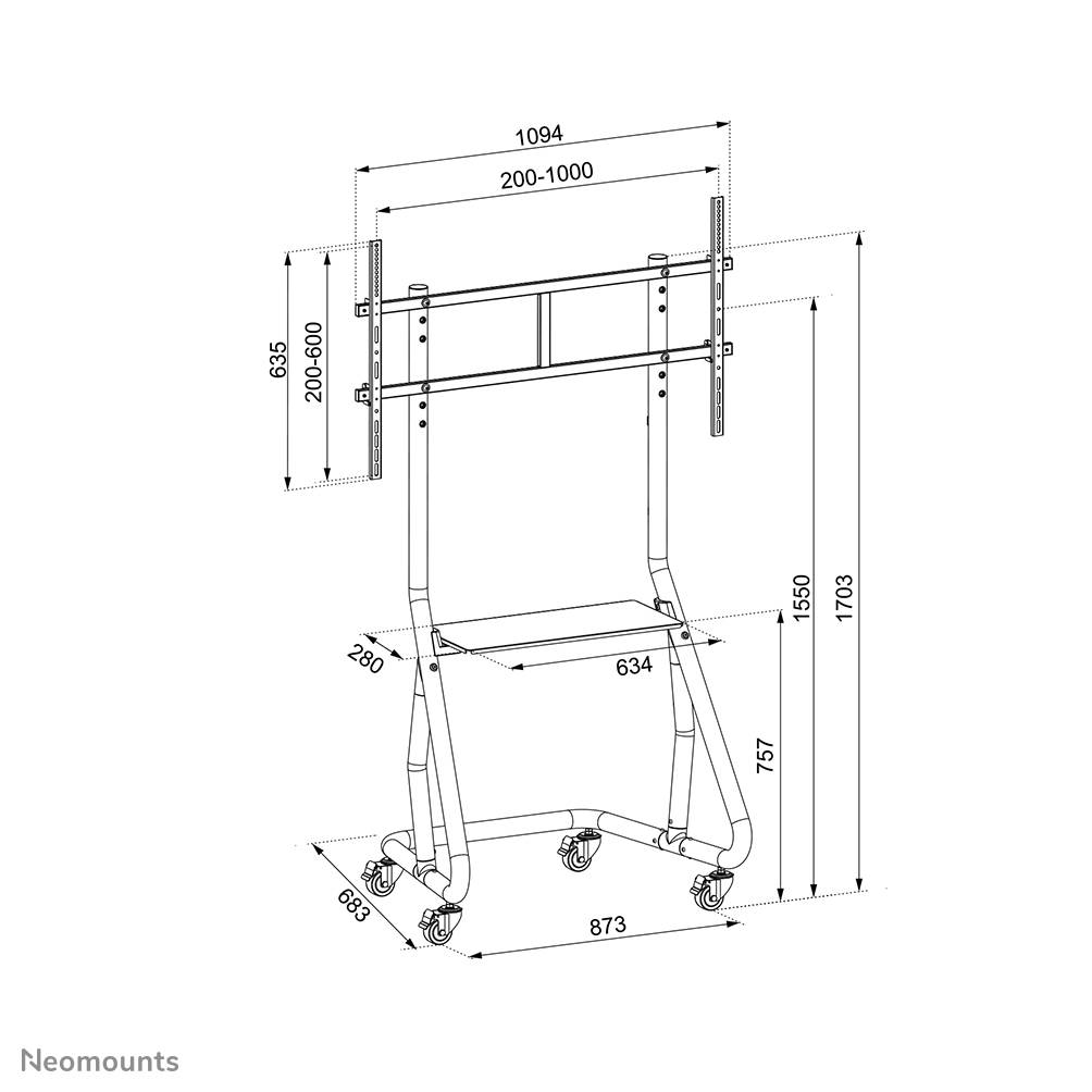 Rca Informatique - image du produit : MOBILE FLAT SCREEN FLOOR STAND (STAND+TROLLEY) (H152-169 CM)