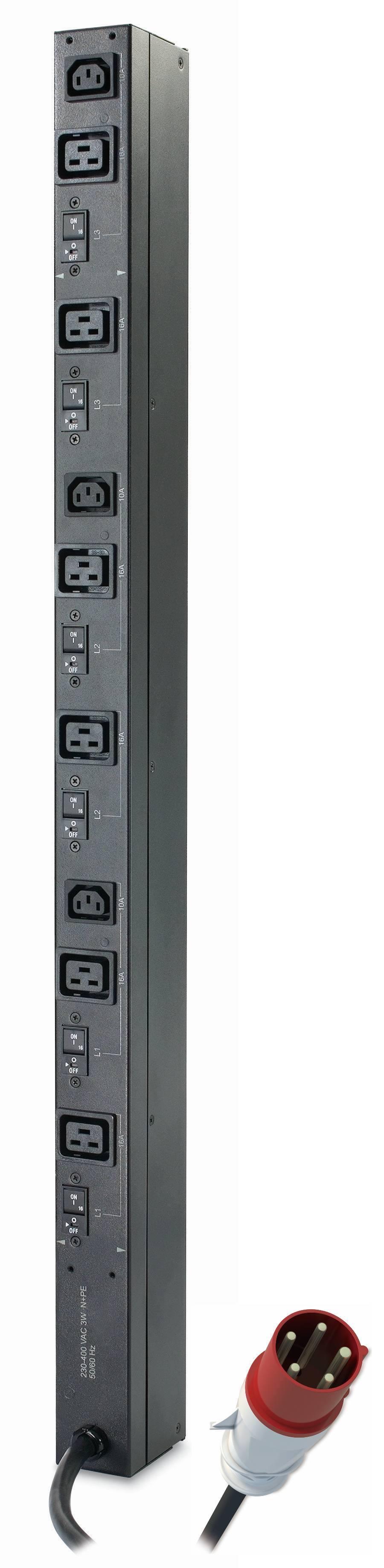 Rca Informatique - Image du produit : RACK PDU BASIC ZERO U 22KW 400V (6) C19 3) C13