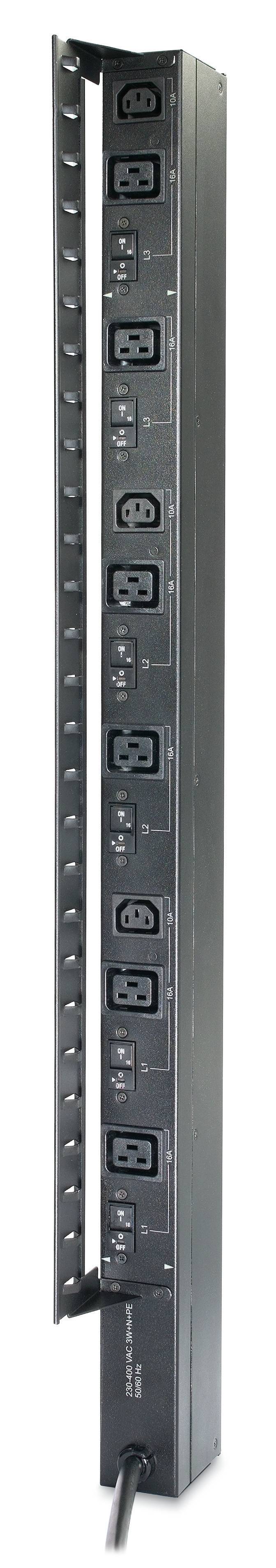 Rca Informatique - image du produit : RACK PDU BASIC ZERO U 22KW 400V (6) C19 3) C13