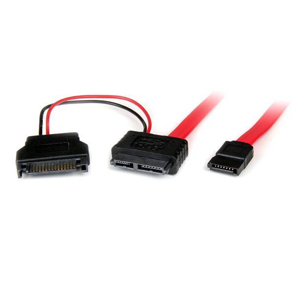 Rca Informatique - Image du produit : CABLE SLIMLINE SATA VERS SATA AVEC ALIMENTATION SATA