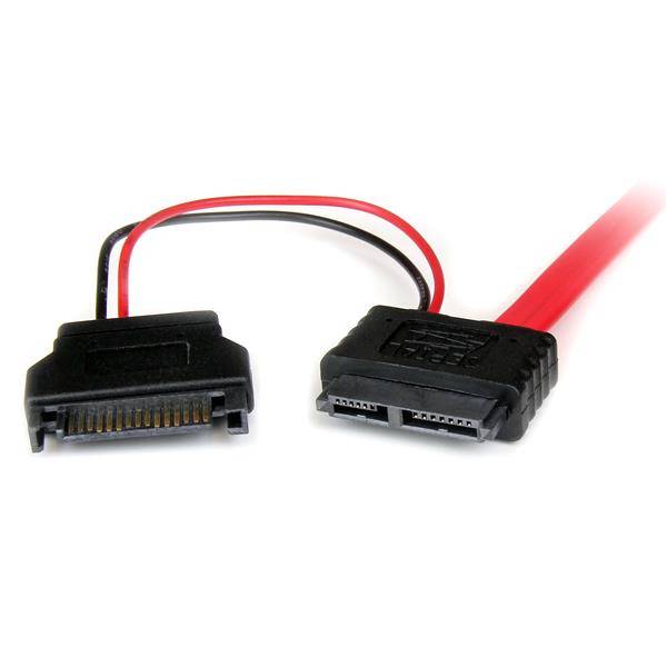 Rca Informatique - image du produit : CABLE SLIMLINE SATA VERS SATA AVEC ALIMENTATION SATA