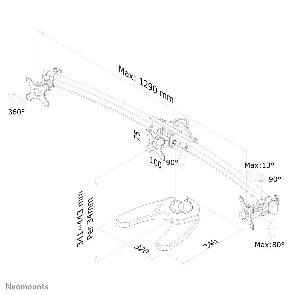 Rca Informatique - image du produit : DESK MOUNT TRIPLE 10-27IN BLACK STND.MAX 24KG.VESA75X75TO100X100