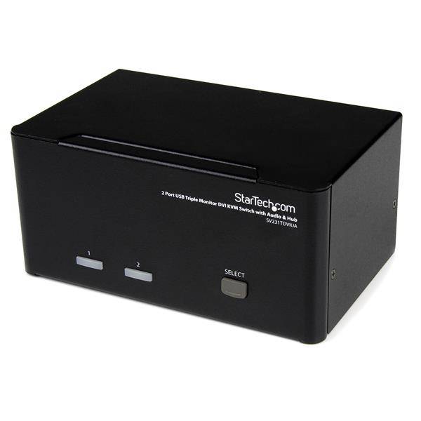 Rca Informatique - Image du produit : COMMUTATEUR KVM USB 2 PORTS DVI TROIS ECRANSAUDIO ET HUB USB