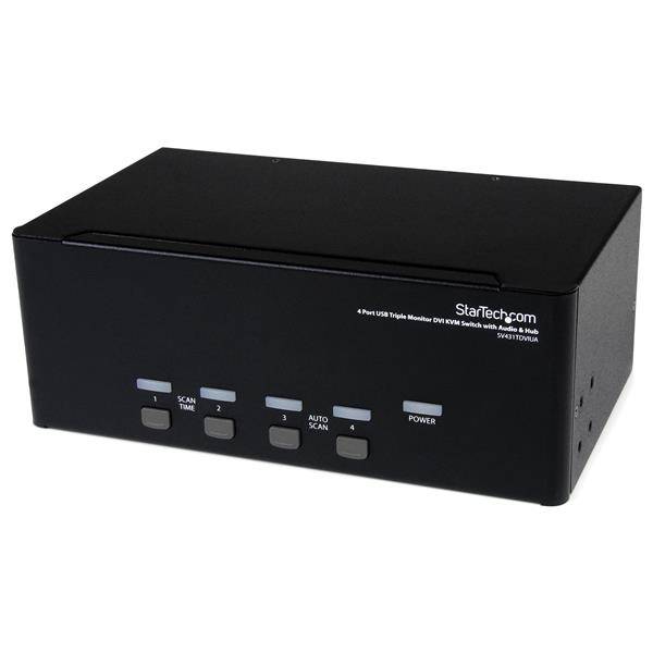 Rca Informatique - Image du produit : 4 PORT TRIPLE MONITOR DVI USB KVM SWITCH WITH AUDIO