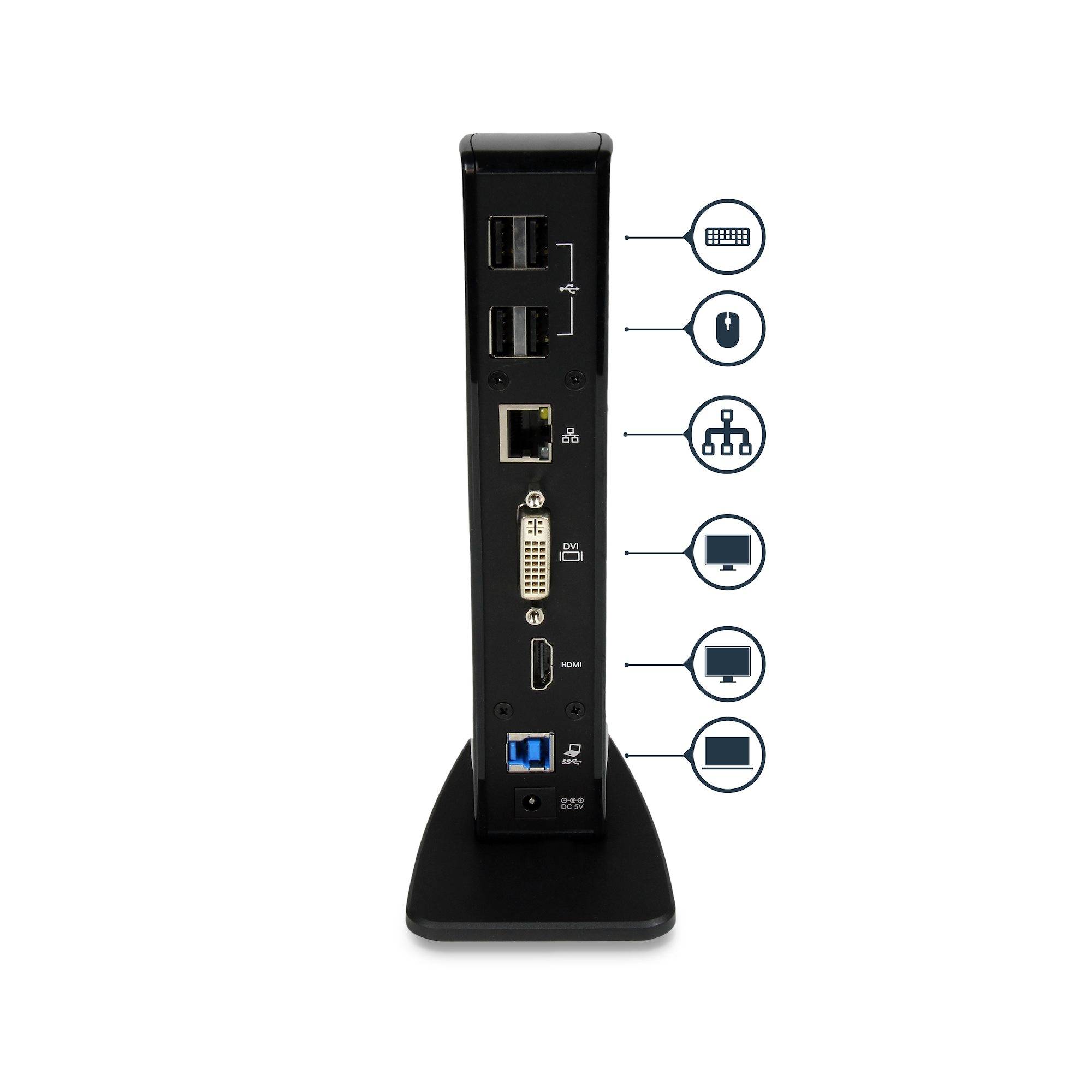 Rca Informatique - image du produit : STATION DACCUEIL ORDINATEUR USB 3.0 HDMI/DVI