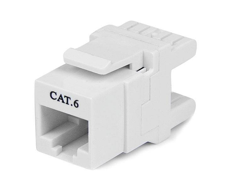 Rca Informatique - Image du produit : JACK KEYSTONE CAT6 RJ45 180 DEGRES - JACK MURAL BLANC - TYPE