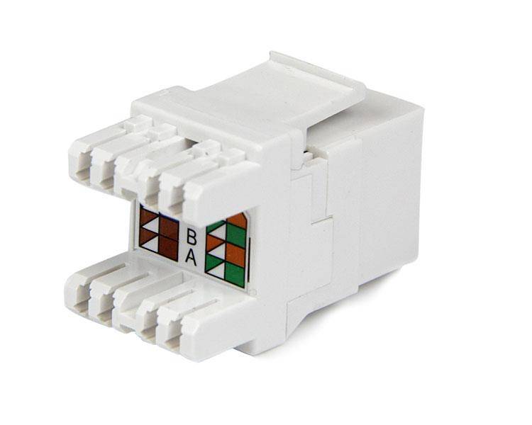 Rca Informatique - image du produit : JACK KEYSTONE CAT6 RJ45 180 DEGRES - JACK MURAL BLANC - TYPE