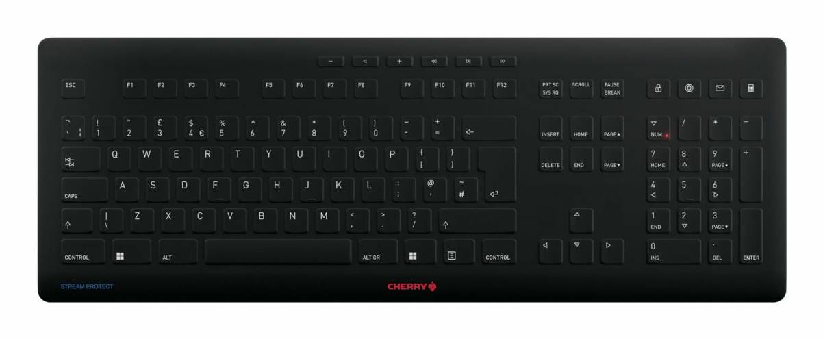 Rca Informatique - Image du produit : CHERRY STREAM PROTECT KEYBOARD WIRELESS BLACK UK-ENGLISH