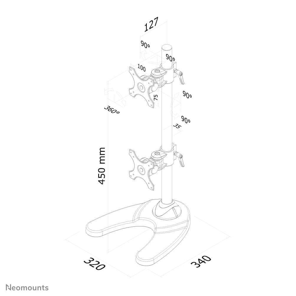 Rca Informatique - image du produit : SUPPORT BUREAU 2 ECRANS PLATS MAX 24IN 1 PT DE FLEXION