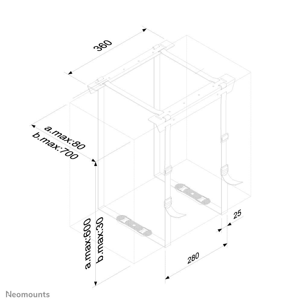 Rca Informatique - image du produit : SUPPORT SOUS BUREAU POUR PC HT 3-60CM LARG 8-70CM