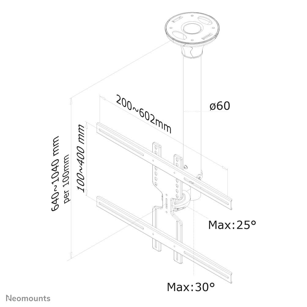 Rca Informatique - image du produit : CEILING MOUNT 32-60IN TILT/SWIV 1 POINT DE FLEXION. JUSQU 52IN