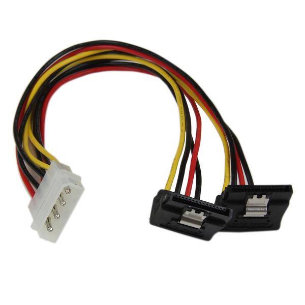 Rca Informatique - Image du produit : CABLE ALIMENTATION Y 30CM LP4 VERS 2SATA COUDE DROIT VERR.