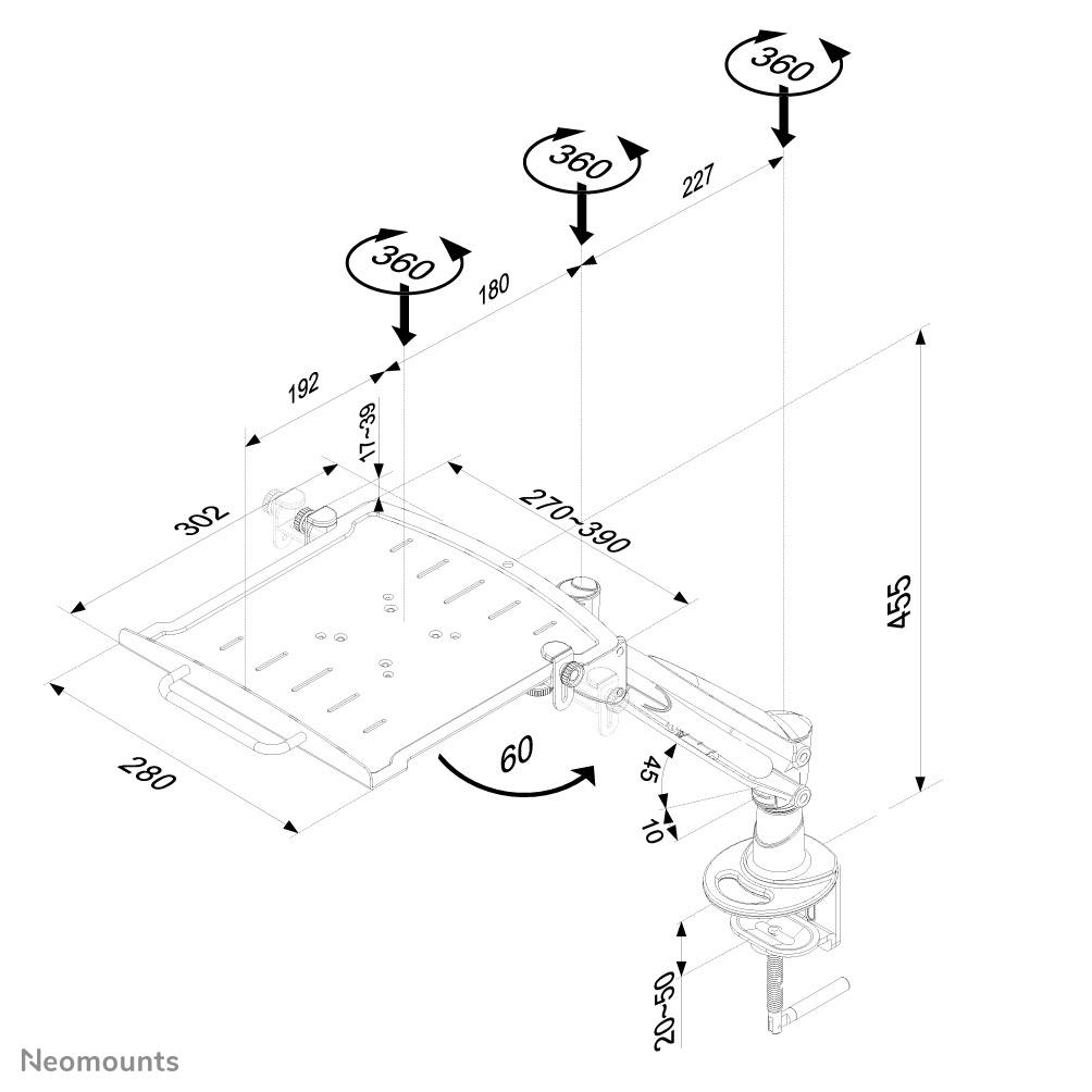 Rca Informatique - image du produit : SUPPORT BUREAU UNIV. PC PORT. (VERIN A GAZ)