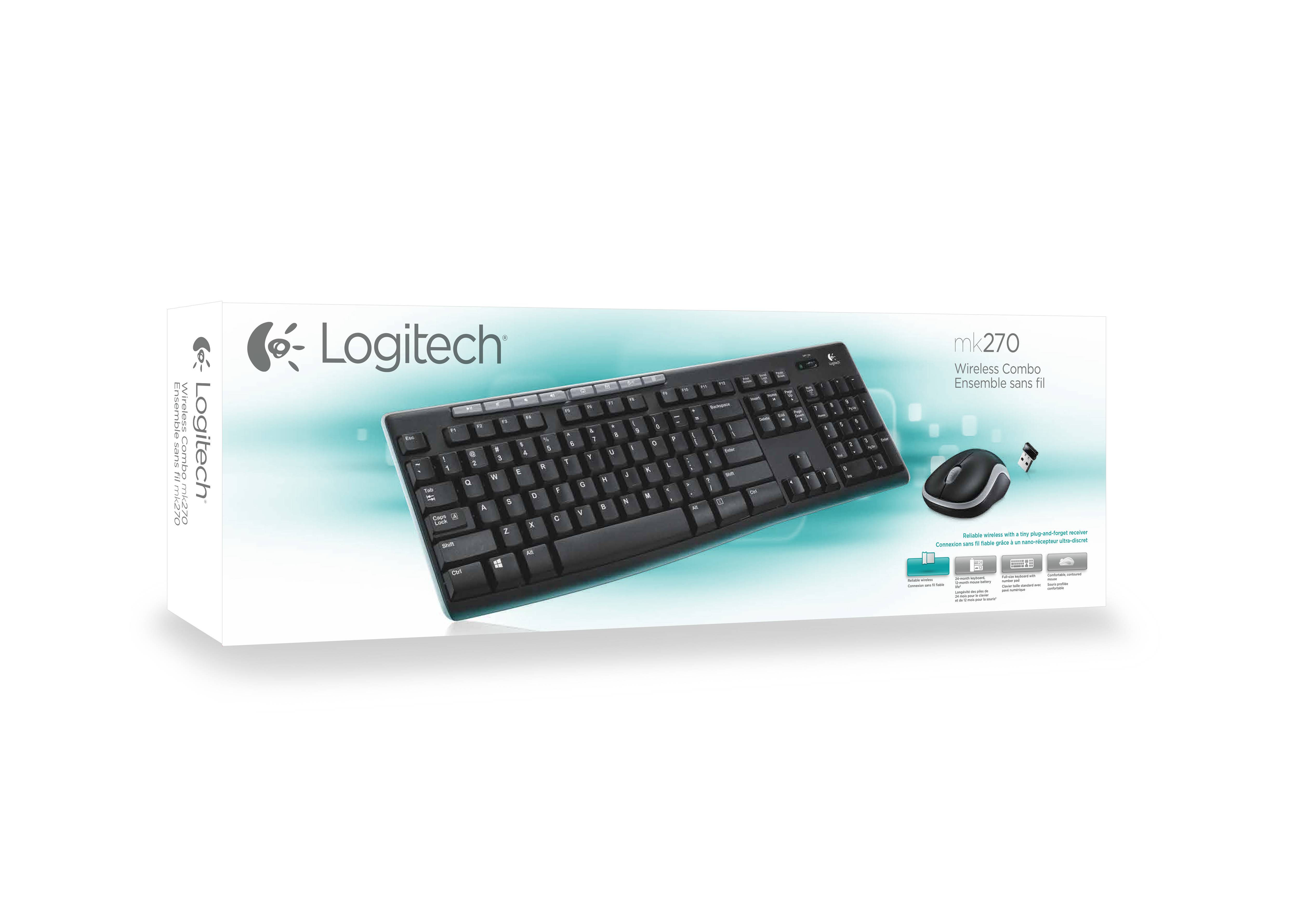 Rca Informatique - image du produit : LOGITECH WIRELESS COMBO MK270 MOUSE AND KEYBOARD UK LAYOUT UK