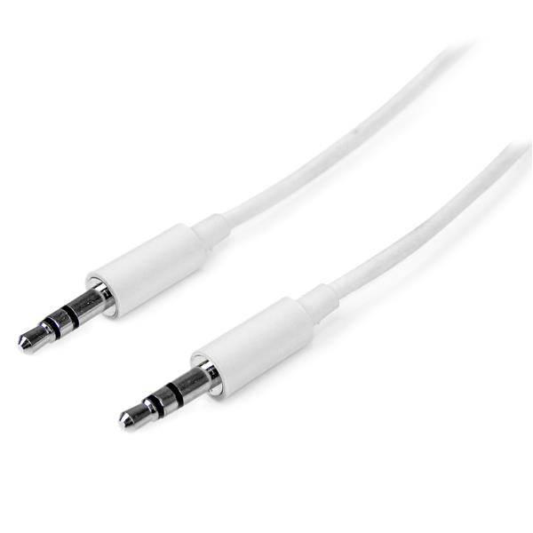 Rca Informatique - Image du produit : CABLE AUDIO STEREO MINI-JACK 3.5MM SLIM 3M - M/M - BLANC