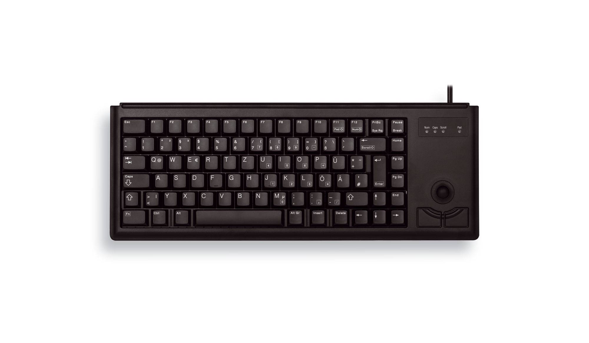 Rca Informatique - Image du produit : KEYBOARD USB UK MX-GOLD SLIMLINE BLACK W/ TRACKBALL