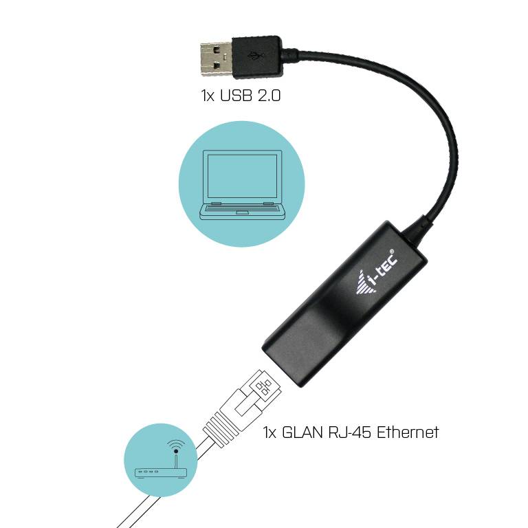 Rca Informatique - image du produit : I-TEC USB 2.0 NETWORK ADAPTER ADVANCE 10/100 USB 2.0 TO RJ45
