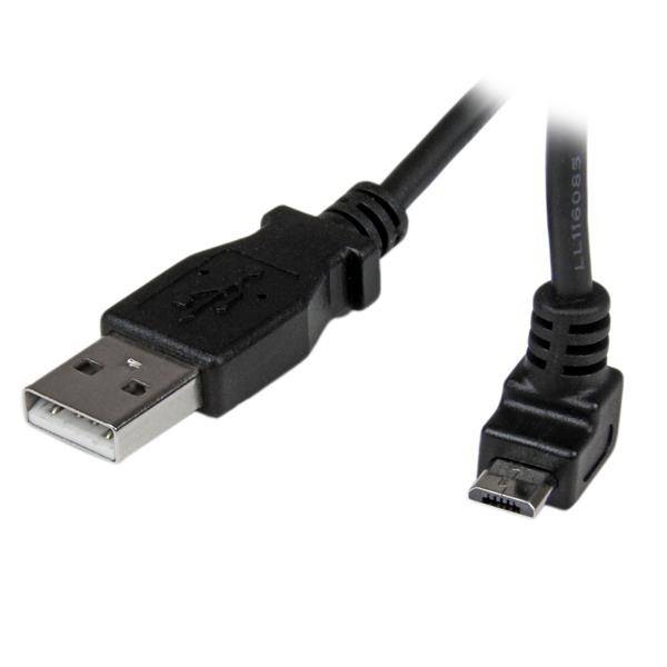 Rca Informatique - Image du produit : CABLE MICRO USB 1 M - A VERS MICRO B COUDE 90 DEGRE HAUT