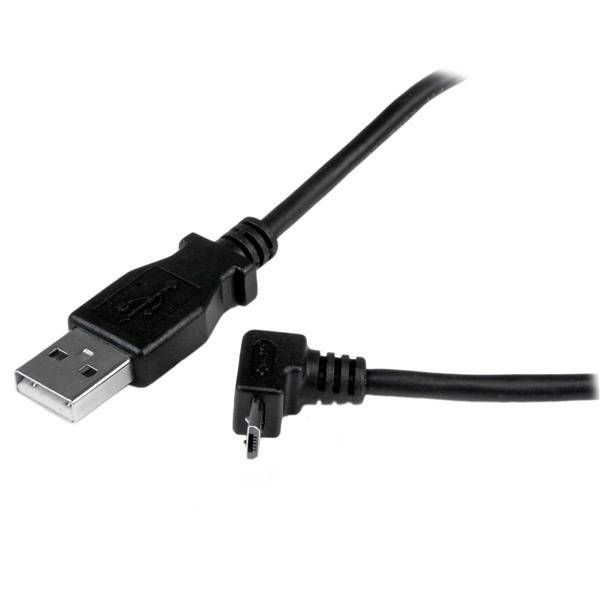 Rca Informatique - image du produit : CABLE MICRO USB 1 M - A VERS MICRO B COUDE 90 DEGRE HAUT