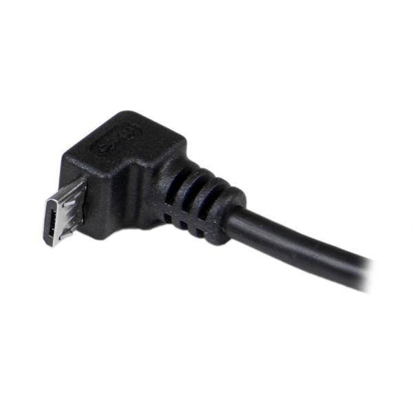 Rca Informatique - image du produit : CABLE MICRO USB 2 M - A VERS MICRO B COUDE 90 DEGRE BAS