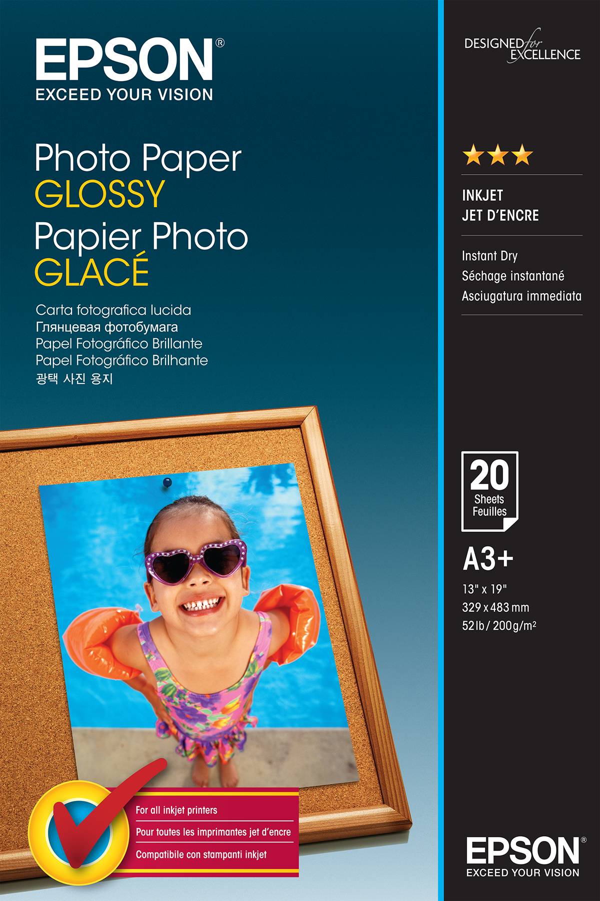 Rca Informatique - Image du produit : PHOTO PAPER GLOSSY A3+ 20 SHEET