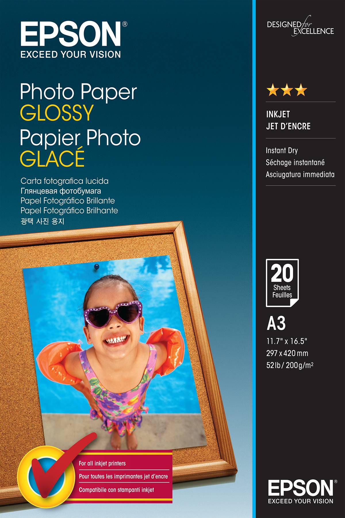 Rca Informatique - Image du produit : PHOTO PAPER GLOSSY A3 20 SHEETS