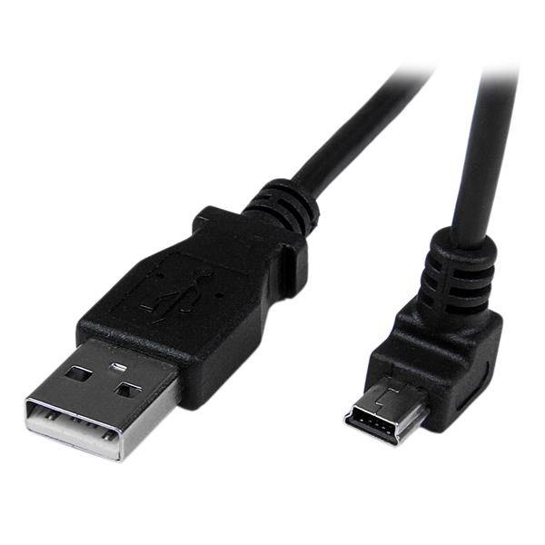 Rca Informatique - image du produit : CABLE MINI USB 2 M - A VERS MINI B COUDE 90 DEGRE BAS