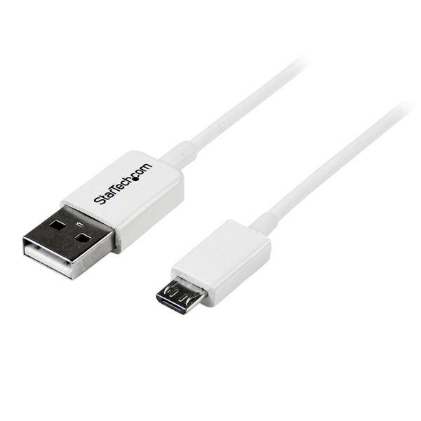 Rca Informatique - image du produit : 2M USB A TO MICRO B CABLE - CHARGING DATA CABLE - WHITE