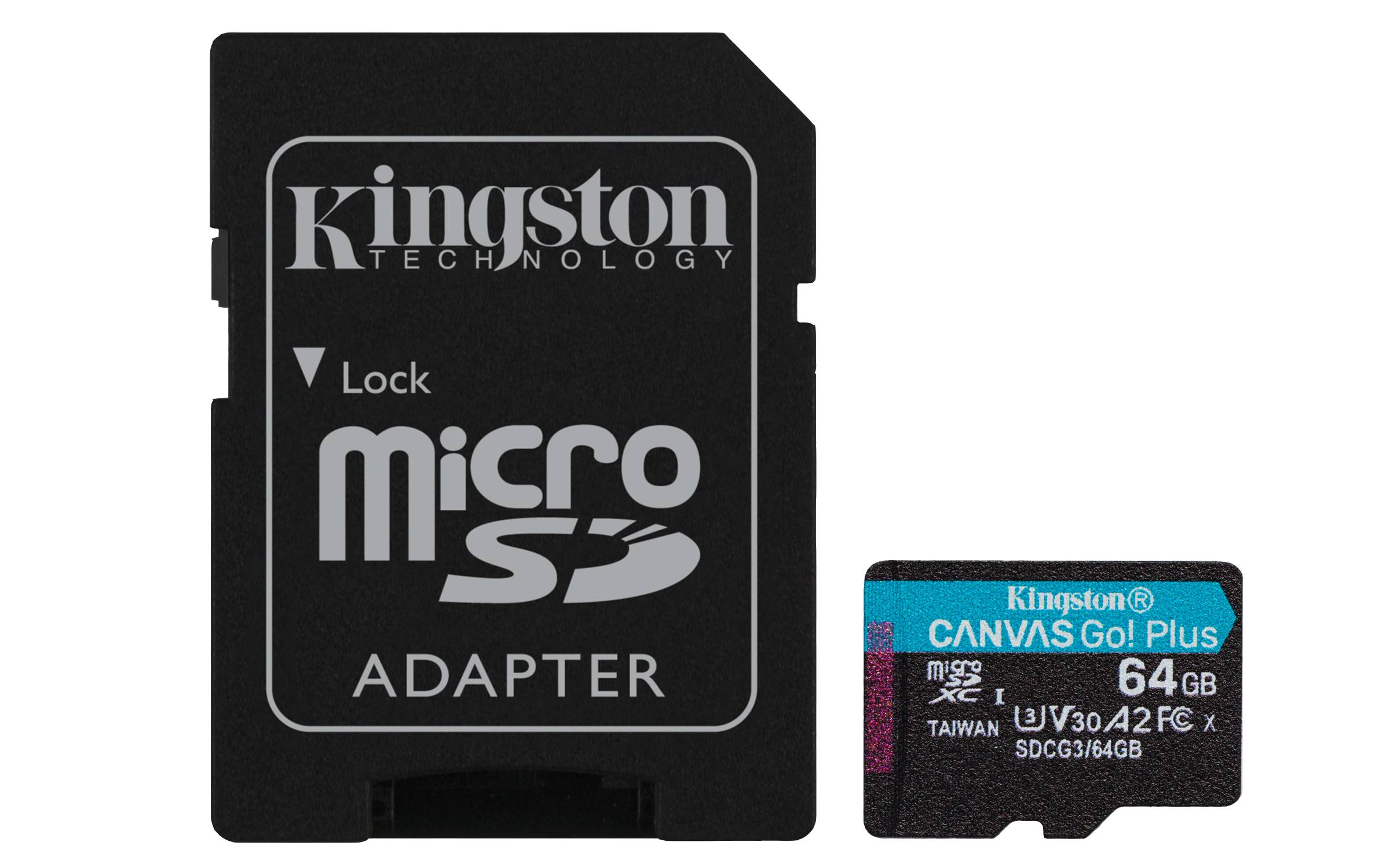 Rca Informatique - image du produit : 64GB MSDXC CANVAS GO PLUS 170R A2 U3 V30 CARD + ADAPTER