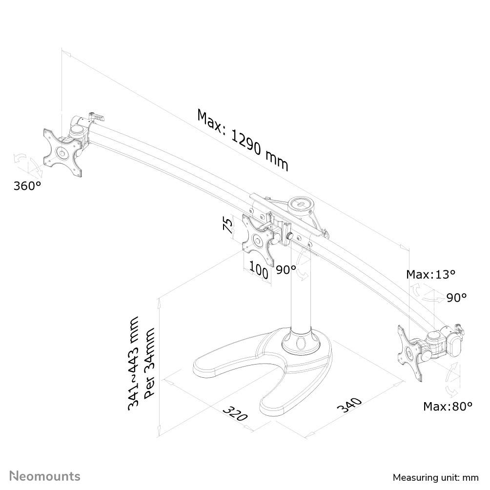 Rca Informatique - image du produit : DESK MOUNT TRIPLE 10-27IN BLACK STND.MAX 24KG.VESA75X75TO100X100