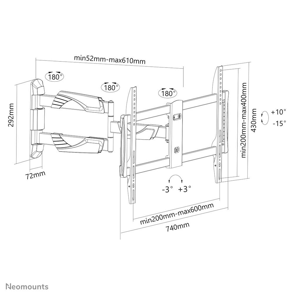 Rca Informatique - image du produit : WALL MOUNT 32-60IN TILT/SWIVEL MOUNT (TILT+TURN) BLACK 32-60IN