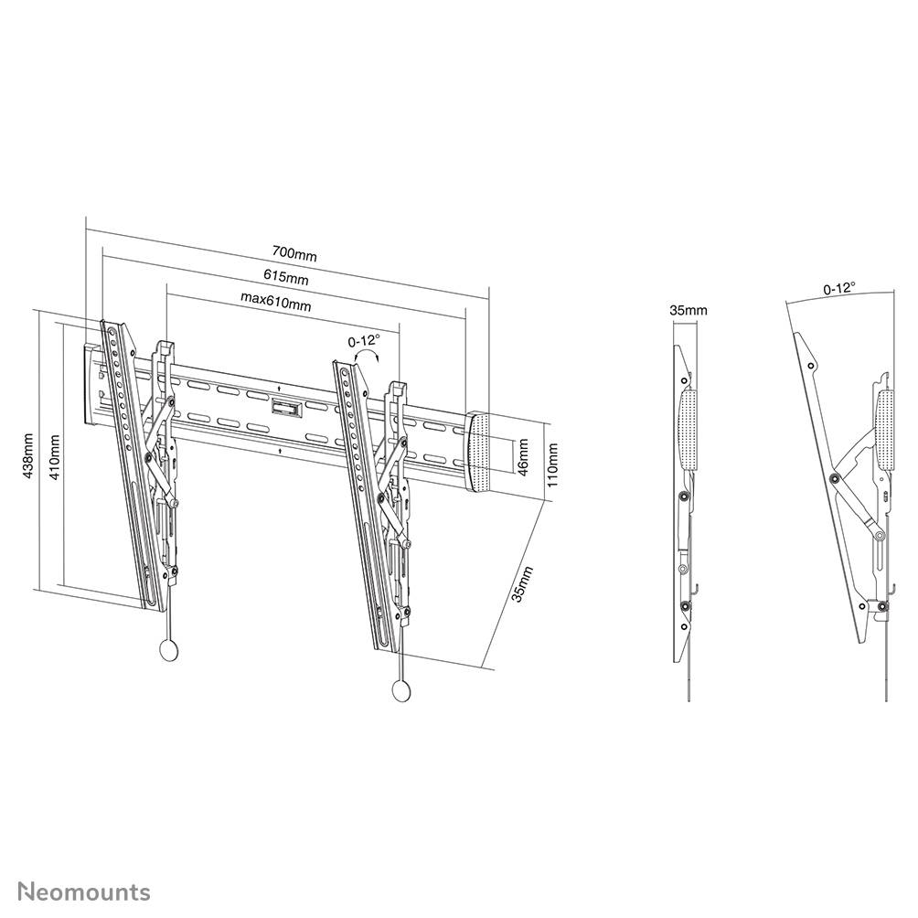 Rca Informatique - image du produit : WALL MOUNT 37-65IN TILT BLACK MAX 35KG.VESA 100X100 TO 600X400