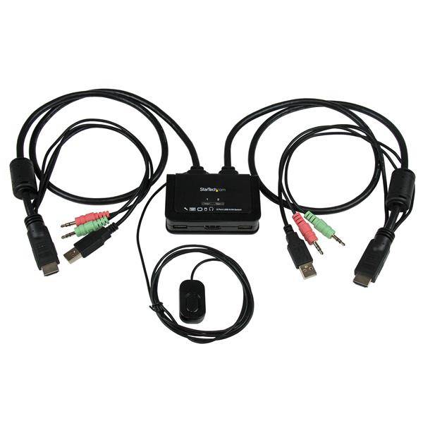 Rca Informatique - Image du produit : SWITCH /COMMUTATEUR KVM 2 PORTS USB HDMI AUDIO ET CABLES