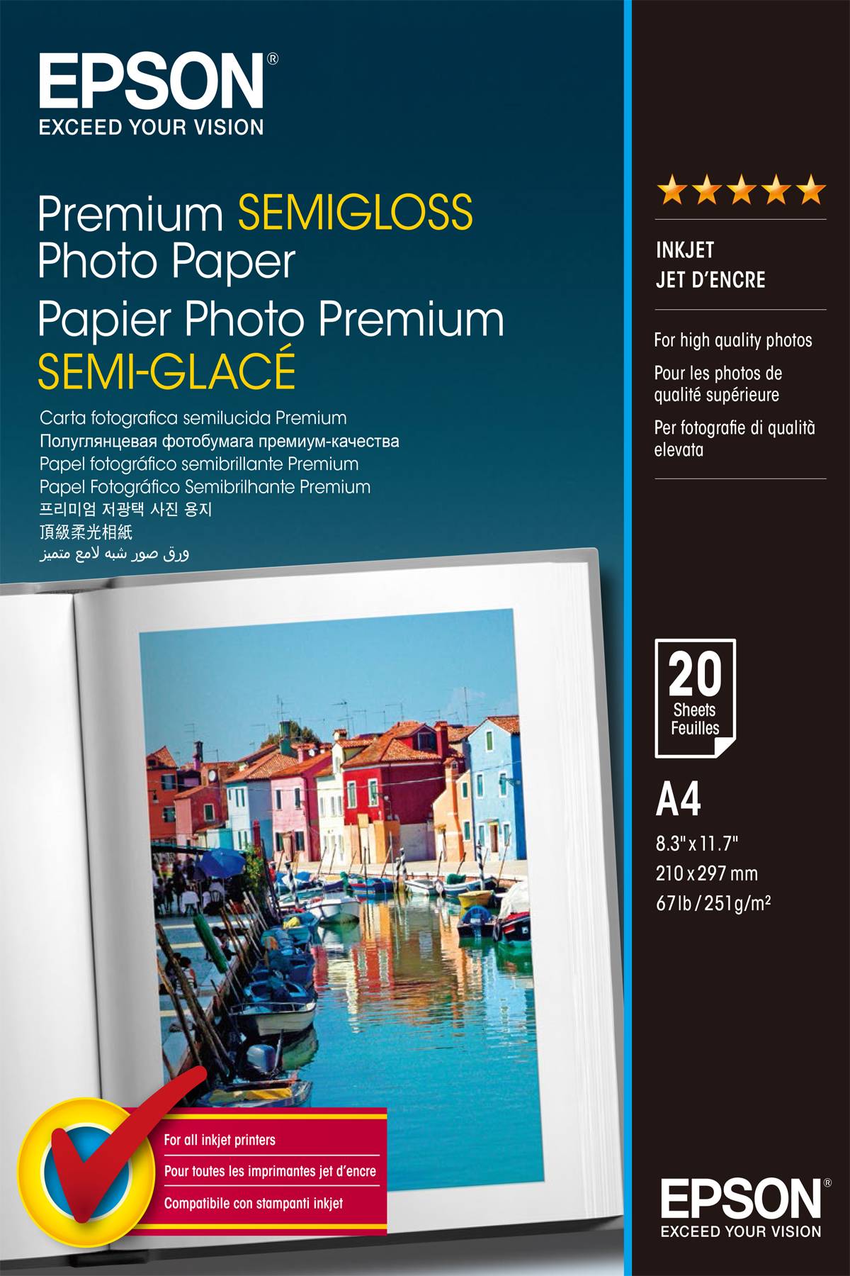 Rca Informatique - Image du produit : PREMIUM SEMIGLOSS PHOTO A4 PAPER STYLUS COLOR 2000P