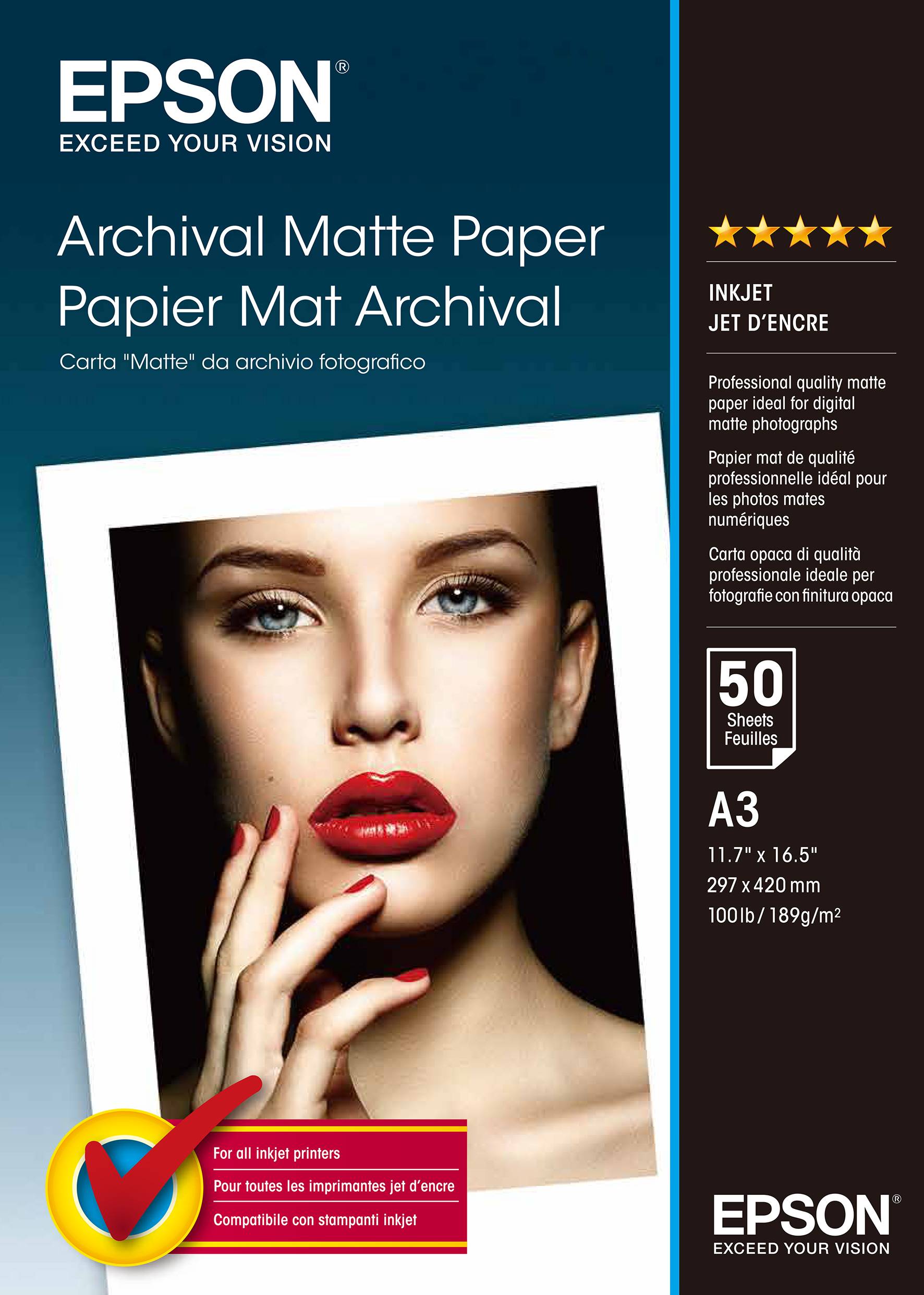 Rca Informatique - Image du produit : PAPIER MAT ARCHIVAL A3 192G/M 50F