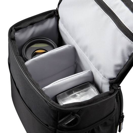 Rca Informatique - image du produit : CORE NYLON SLR SHLDER BAG BLACK EXTRA POCKETS SHOULDER STRAP