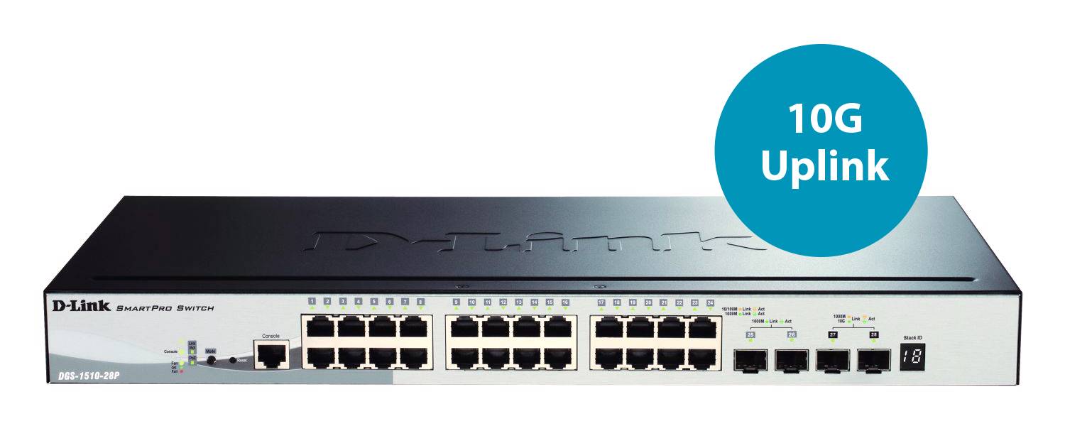 Rca Informatique - image du produit : 28-PORT GIGABIT POE SWITCH STACKABLE 2 SFP 2 10G SFP+