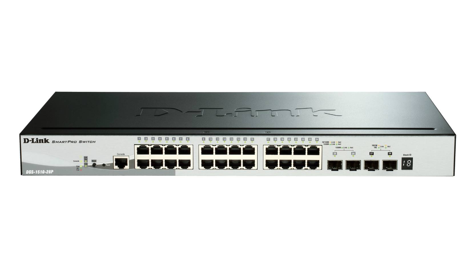 Rca Informatique - Image du produit : 28-PORT GIGABIT POE SWITCH STACKABLE 2 SFP 2 10G SFP+